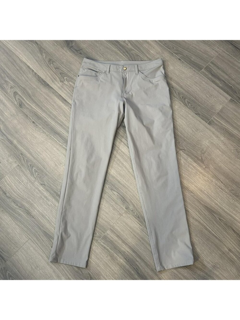 Lululemon Pants Mens 34x32 Gray Woven Chino Straight Zip Pocket Tech Travel ABC